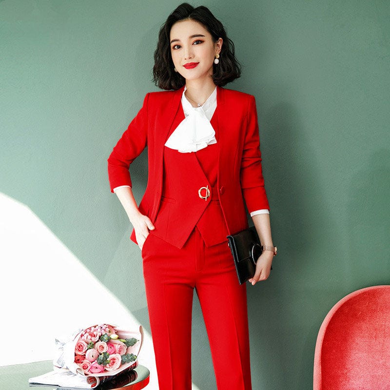 Wholesale 3 Pieces Pant Suit Women Quality Office Ladies Work Wear Women Formal Suits Female Blazer Jacket Vest trousers