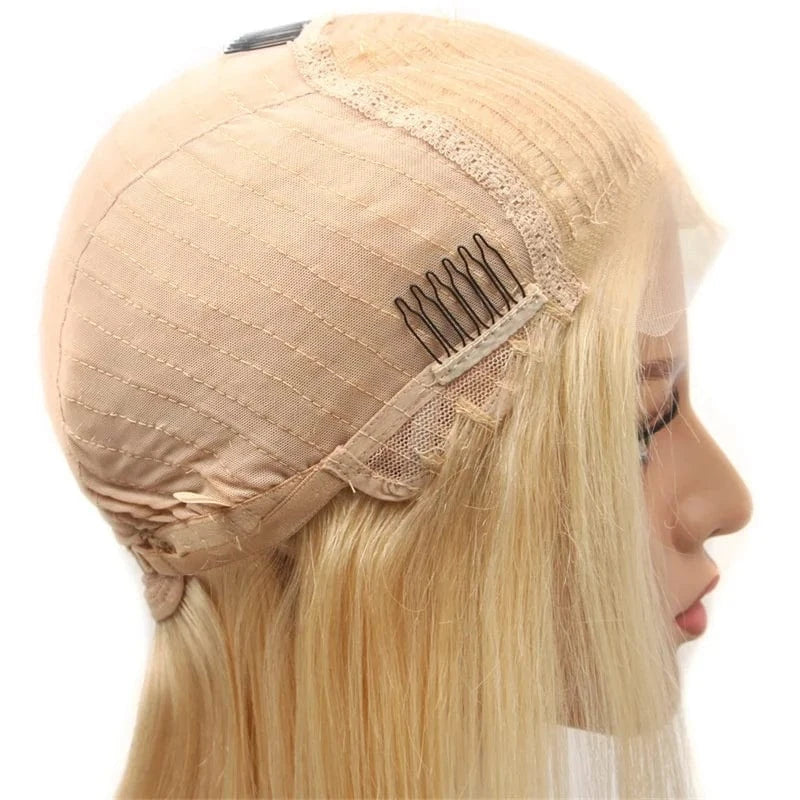 Wholesale 613 Blonde Frontal Wigs Brazilian Hair Natural Cheap Long Bone Straight Human Hair Wigs Lace Front For Black Women
