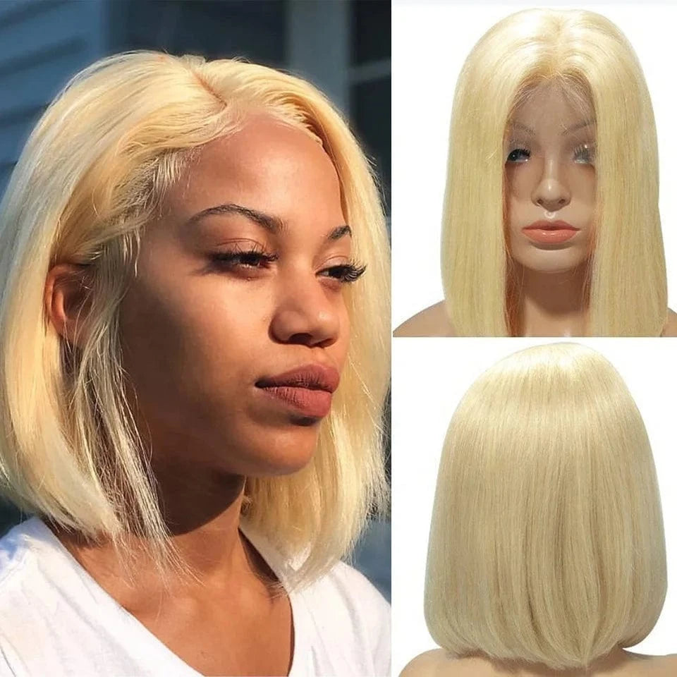 Wholesale 613 Blonde Frontal Wigs Brazilian Hair Natural Cheap Long Bone Straight Human Hair Wigs Lace Front For Black Women