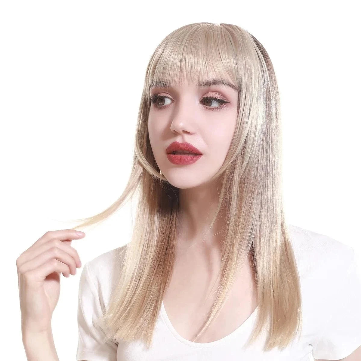 Wholesale 8 Inch Short Natural Hairpieces Synthetic Hair Bangs Fringe Straight Thick Neat Blun Front Clip In Bangs Extension
