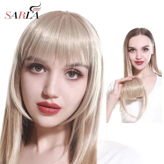 Wholesale 8 Inch Short Natural Hairpieces Synthetic Hair Bangs Fringe Straight Thick Neat Blun Front Clip In Bangs Extension