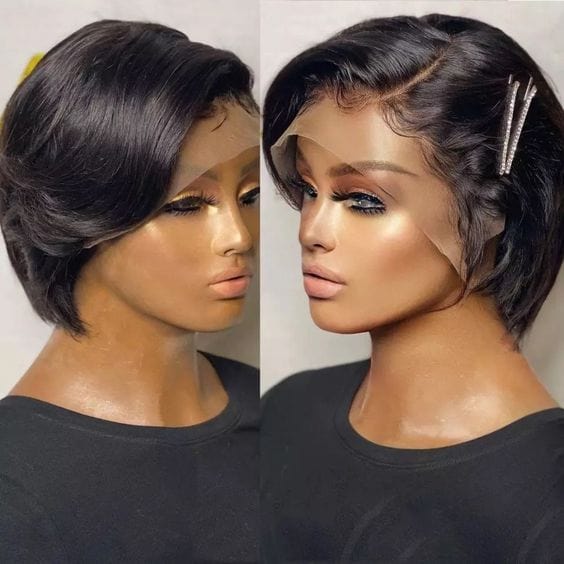 wholesale best quality short perruque raw brazilian human hair hd transparent lace front pixie cut wig human hair 13x1 for woman