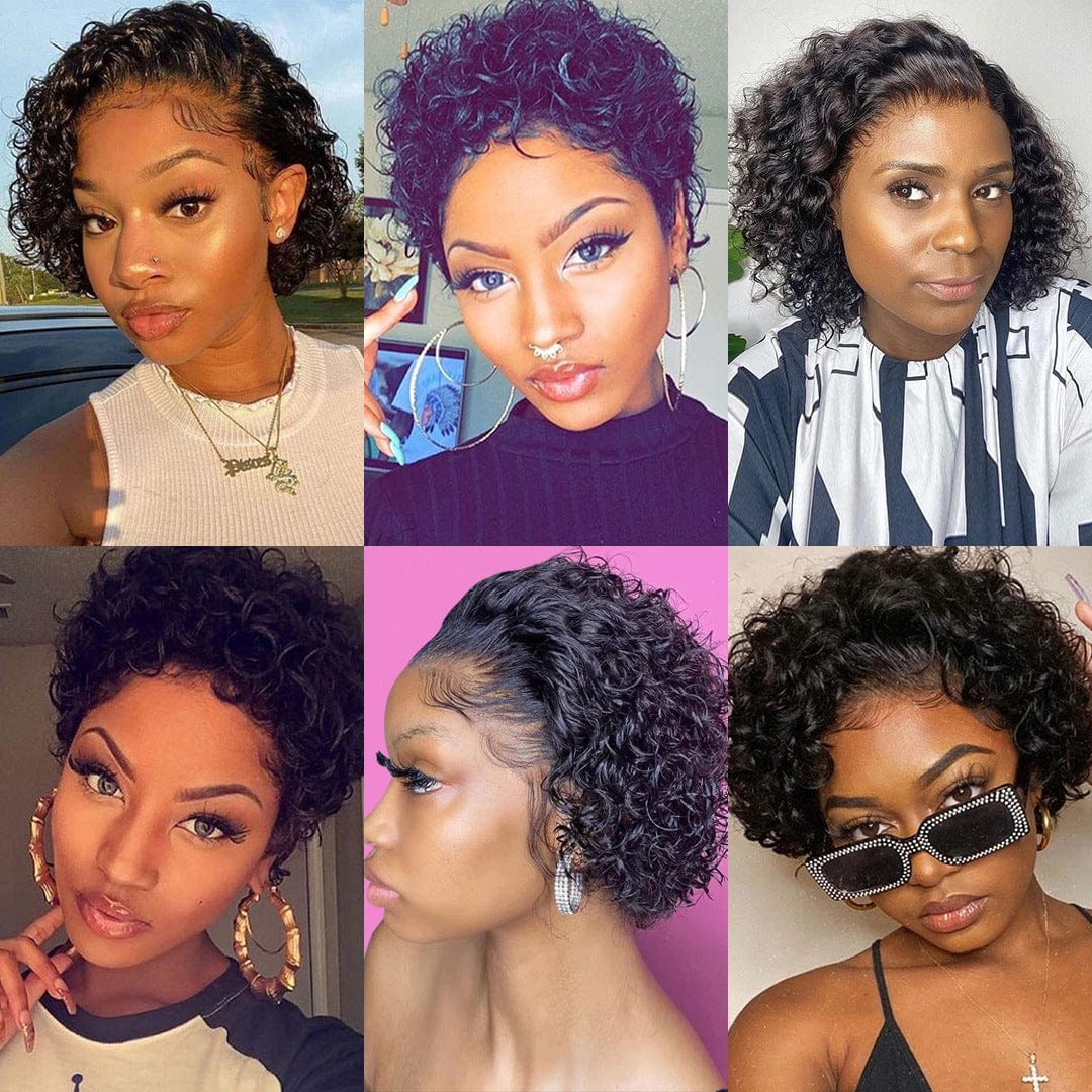wholesale best quality short perruque raw brazilian human hair hd transparent lace front pixie cut wig human hair 13x1 for woman