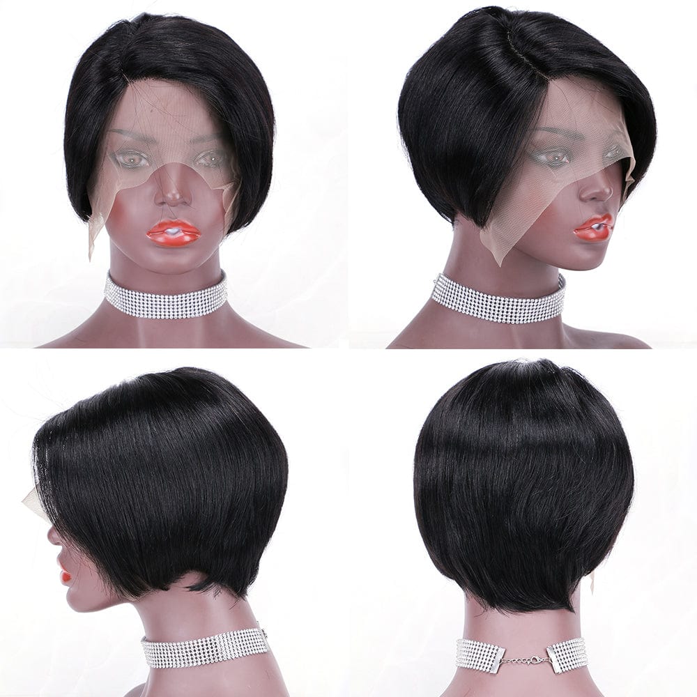 wholesale best quality short perruque raw brazilian human hair hd transparent lace front pixie cut wig human hair 13x1 for woman