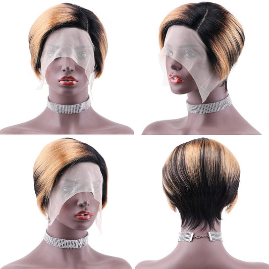 wholesale best quality short perruque raw brazilian human hair hd transparent lace front pixie cut wig human hair 13x1 for woman