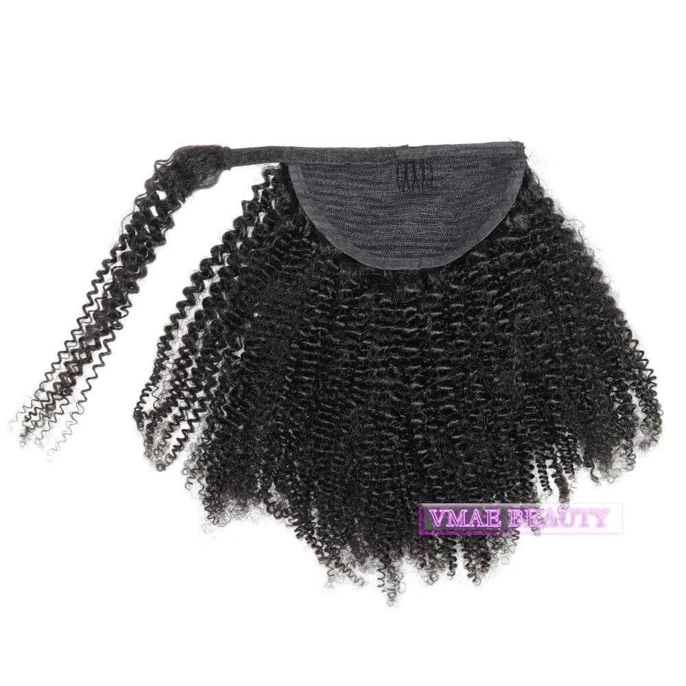 Wholesale Brazilian Hair Raw Virgin Cuticle Aligned 100g Afro Kinky Curly Warp Around Ponytail Human Hair Extensions