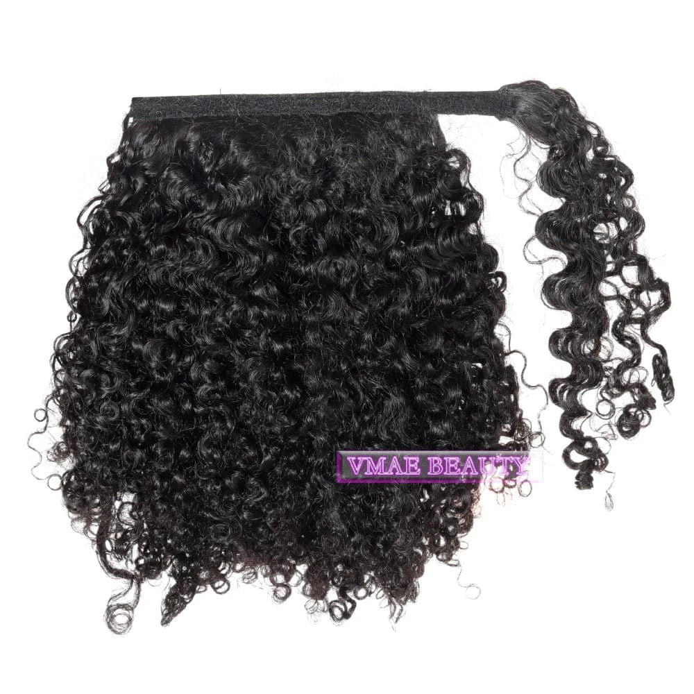 Wholesale Brazilian Hair Raw Virgin Cuticle Aligned 100g Afro Kinky Curly Warp Around Ponytail Human Hair Extensions