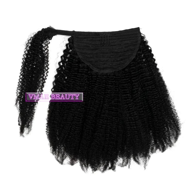Wholesale Brazilian Hair Raw Virgin Cuticle Aligned 100g Afro Kinky Curly Warp Around Ponytail Human Hair Extensions
