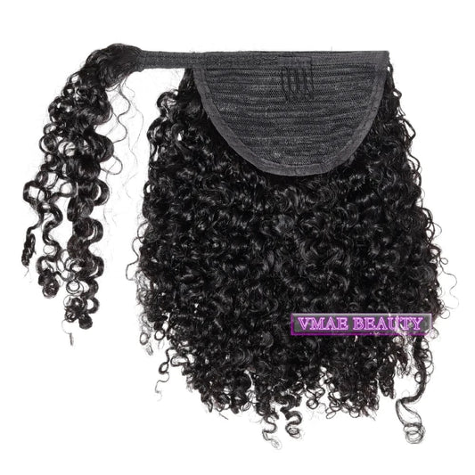 Wholesale Brazilian Hair Raw Virgin Cuticle Aligned 100g Afro Kinky Curly Warp Around Ponytail Human Hair Extensions