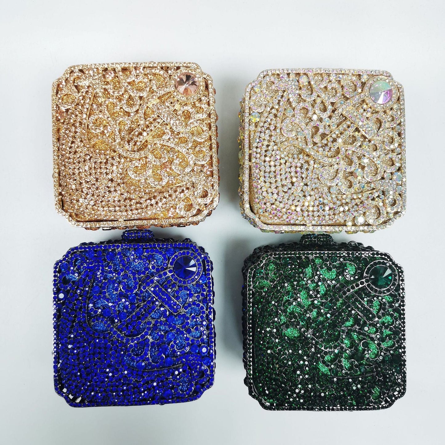 Wholesale Bridal Wedding Ladies Party Clutch Purse Hollow Out Good Quality Small Square Boutique Crystal Clutches