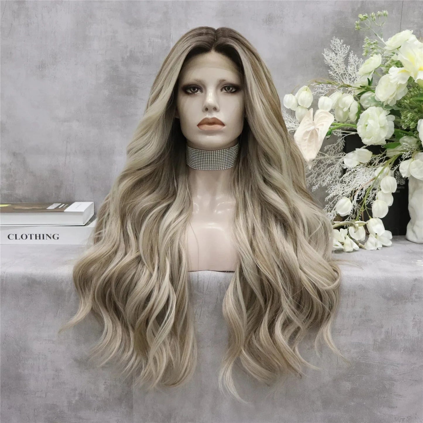Wholesale Burgundy T-part Middle Part Lace Front Wig Fatura Premium Fiber Synthetic Hair Wigs for Black Women