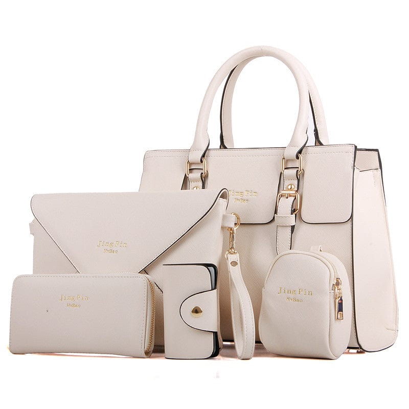 wholesale cheap 5 in 1 set pu leather Key case tote bag hand bags set handbag with custom logo