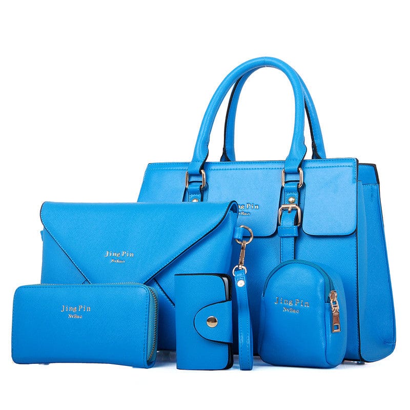 wholesale cheap 5 in 1 set pu leather Key case tote bag hand bags set handbag with custom logo
