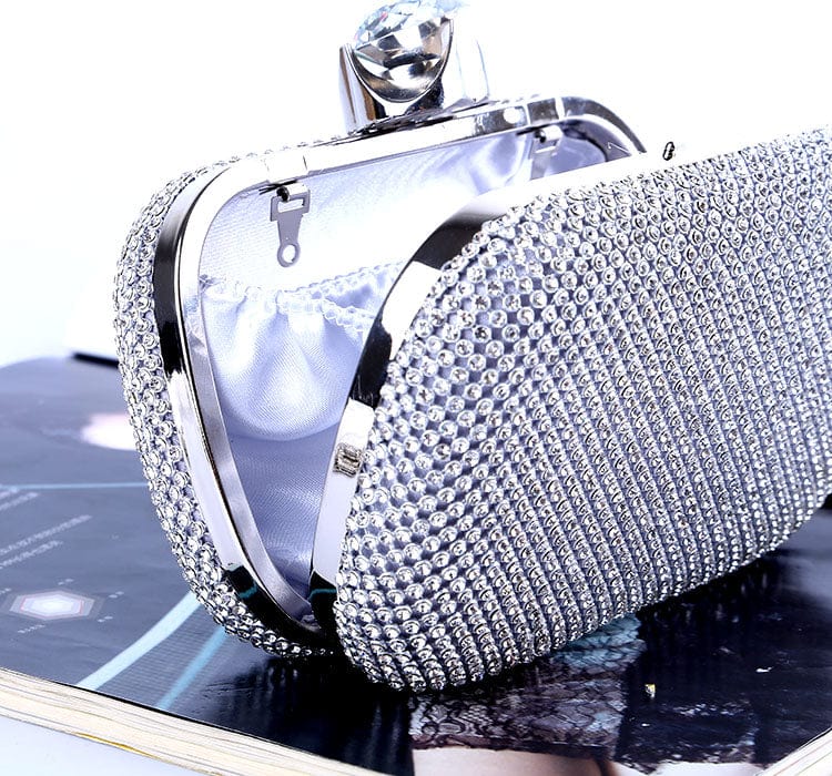 Wholesale Classic Crystal Evening Bag Diamond Box with Satin Lining for Women Party Dinner Prom Banquet Evening Clutch Purse