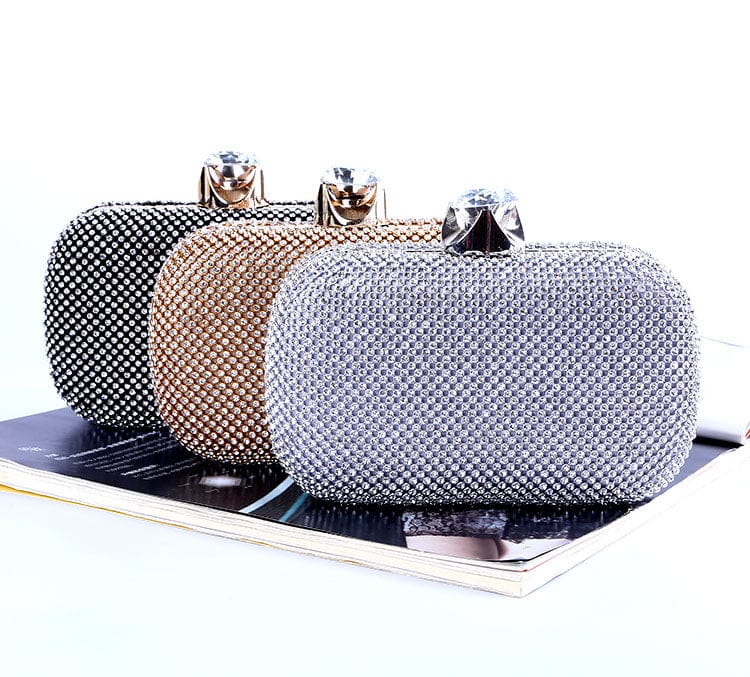 Wholesale Classic Crystal Evening Bag Diamond Box with Satin Lining for Women Party Dinner Prom Banquet Evening Clutch Purse