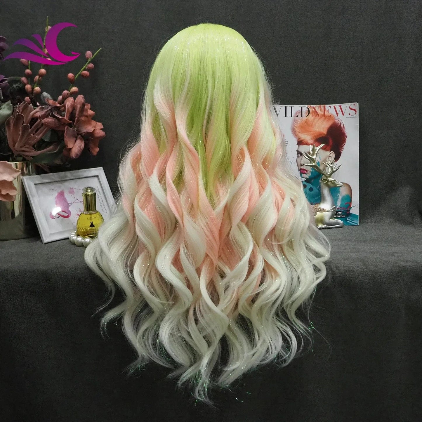 Wholesale Colorful Pre-Plucked Heat Resistant Premium Fiber Futura Synthetic Hair Wigs