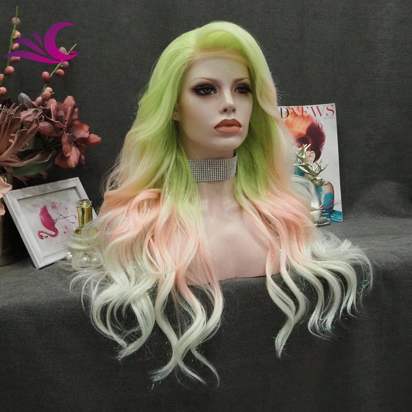 Wholesale Colorful Pre-Plucked Heat Resistant Premium Fiber Futura Synthetic Hair Wigs