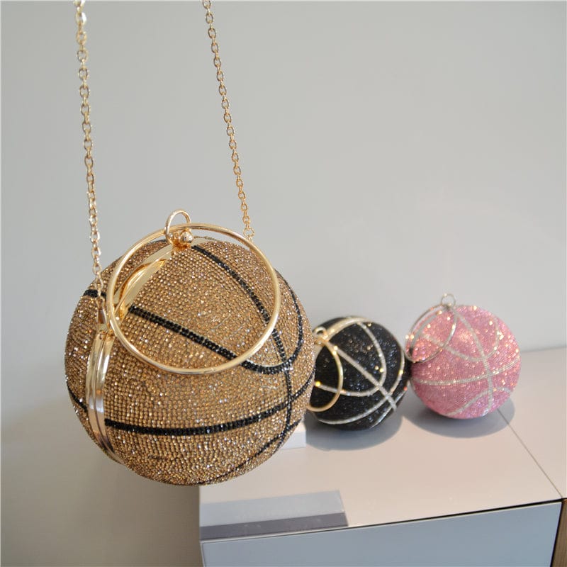Wholesale custom logo new basket ball luxury rhinestones glitter ladies designer basketball bags purses and handbags for women