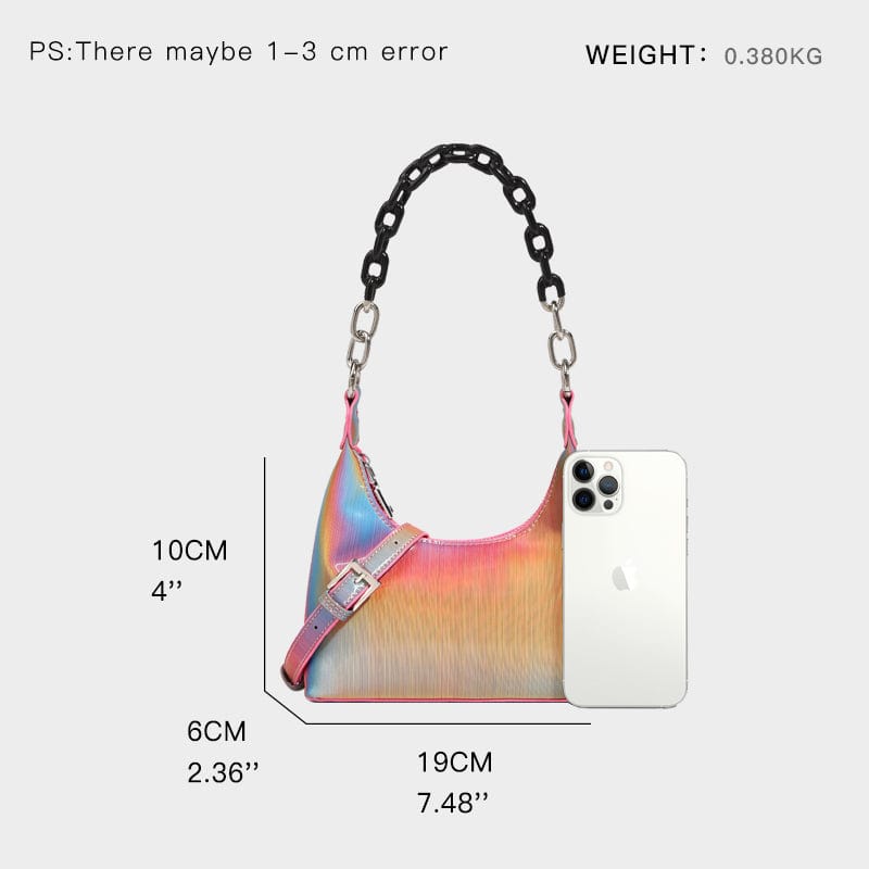Wholesale Customize Purses and Handbags Gradient Rainbow Shoulder Bags Crossbody Fashion Leather Half Moon Bags for Women 2022