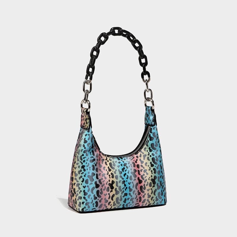 Wholesale Customize Purses and Handbags Gradient Rainbow Shoulder Bags Crossbody Fashion Leather Half Moon Bags for Women 2022