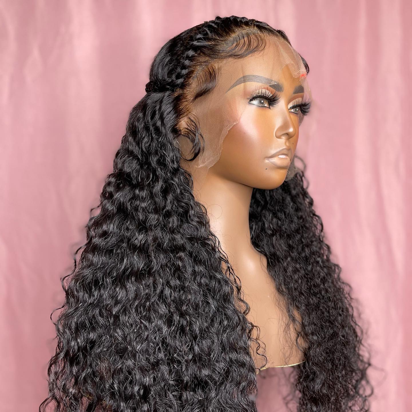 Wholesale Deep Curly Brown Color Raw Peruvian Hair Lace Front Wigs for Black Women