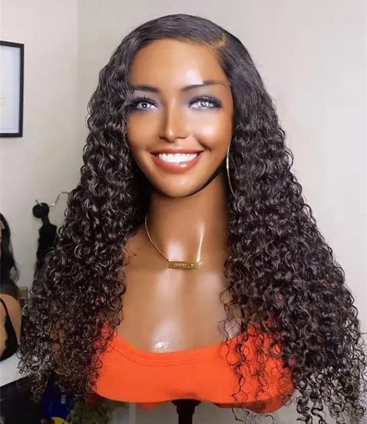 Wholesale Deep Wave Natural Black Color Peruvian Human Virgin Hair13*4 Lace Front Wigs for Black Women