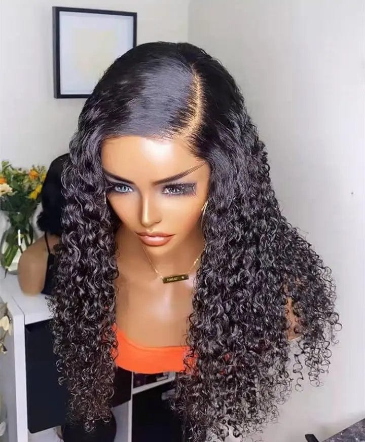 Wholesale Deep Wave Natural Black Color Peruvian Human Virgin Hair13*4 Lace Front Wigs for Black Women