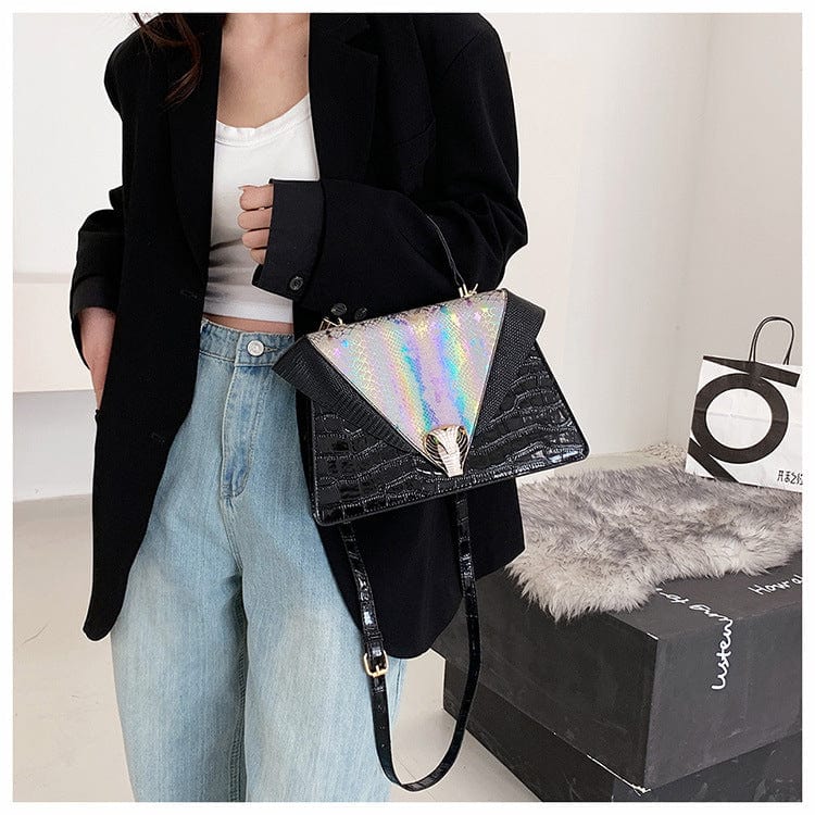 Wholesale Designer Shoulder Bag Snakeskin Crossbody Triangle Leather Handbags For Women