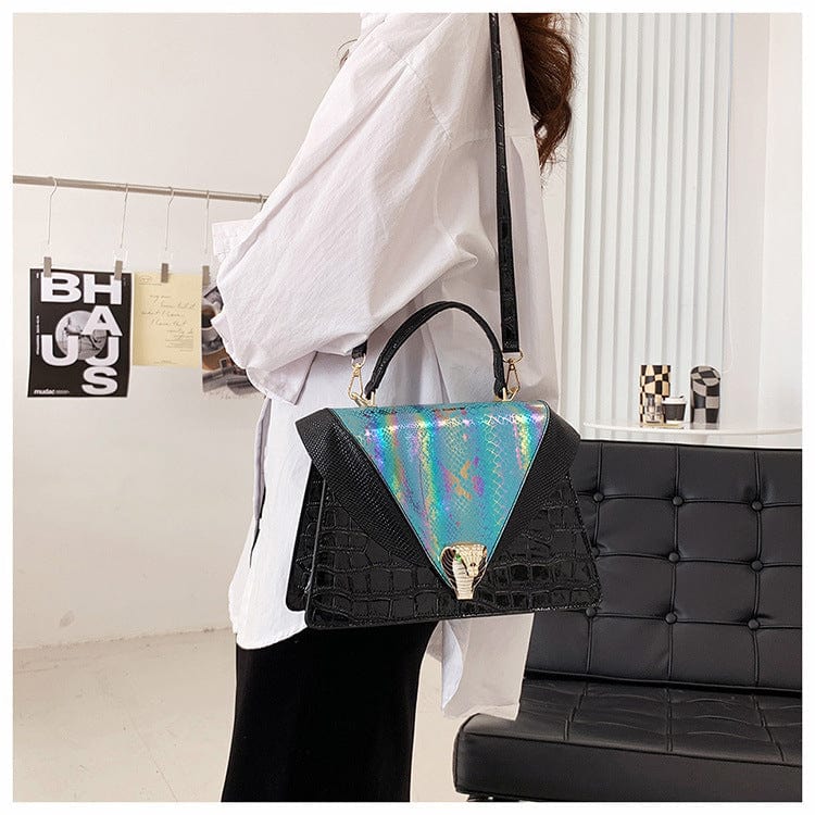 Wholesale Designer Shoulder Bag Snakeskin Crossbody Triangle Leather Handbags For Women