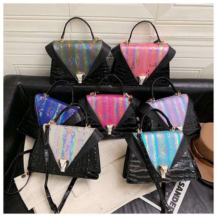 Wholesale Designer Shoulder Bag Snakeskin Crossbody Triangle Leather Handbags For Women