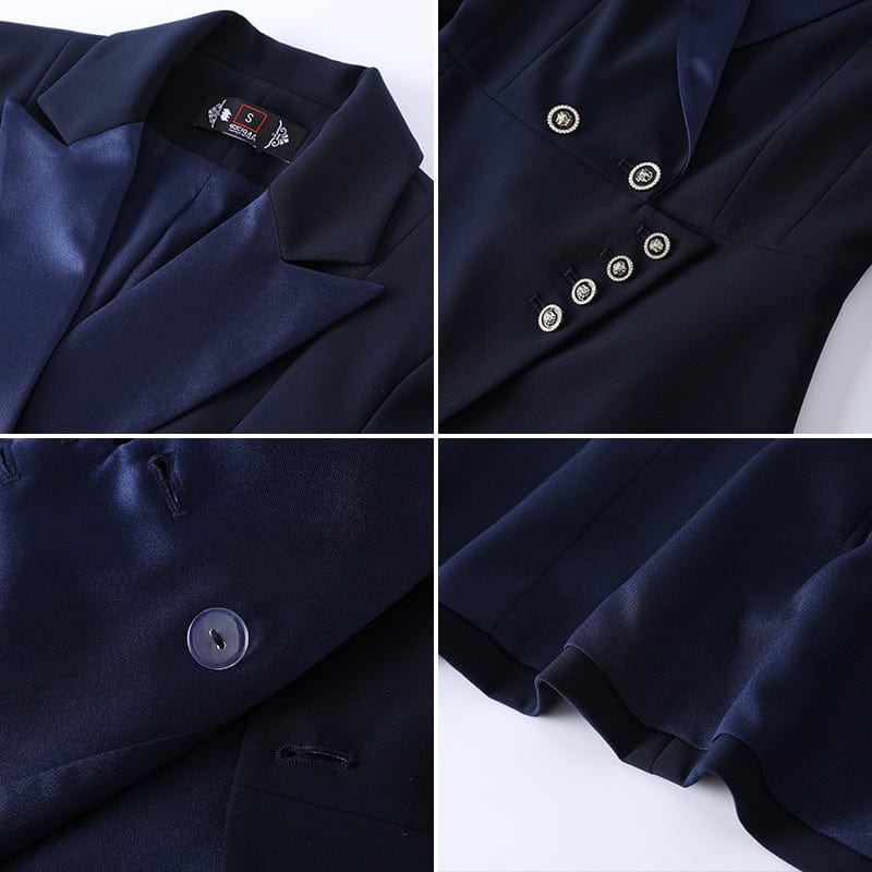 Wholesale Dropship OEM OL Office Lady Female Notched Collar Slim Blazer Jackets Pants 2 Pieces Set Women's Formal Pants Suits