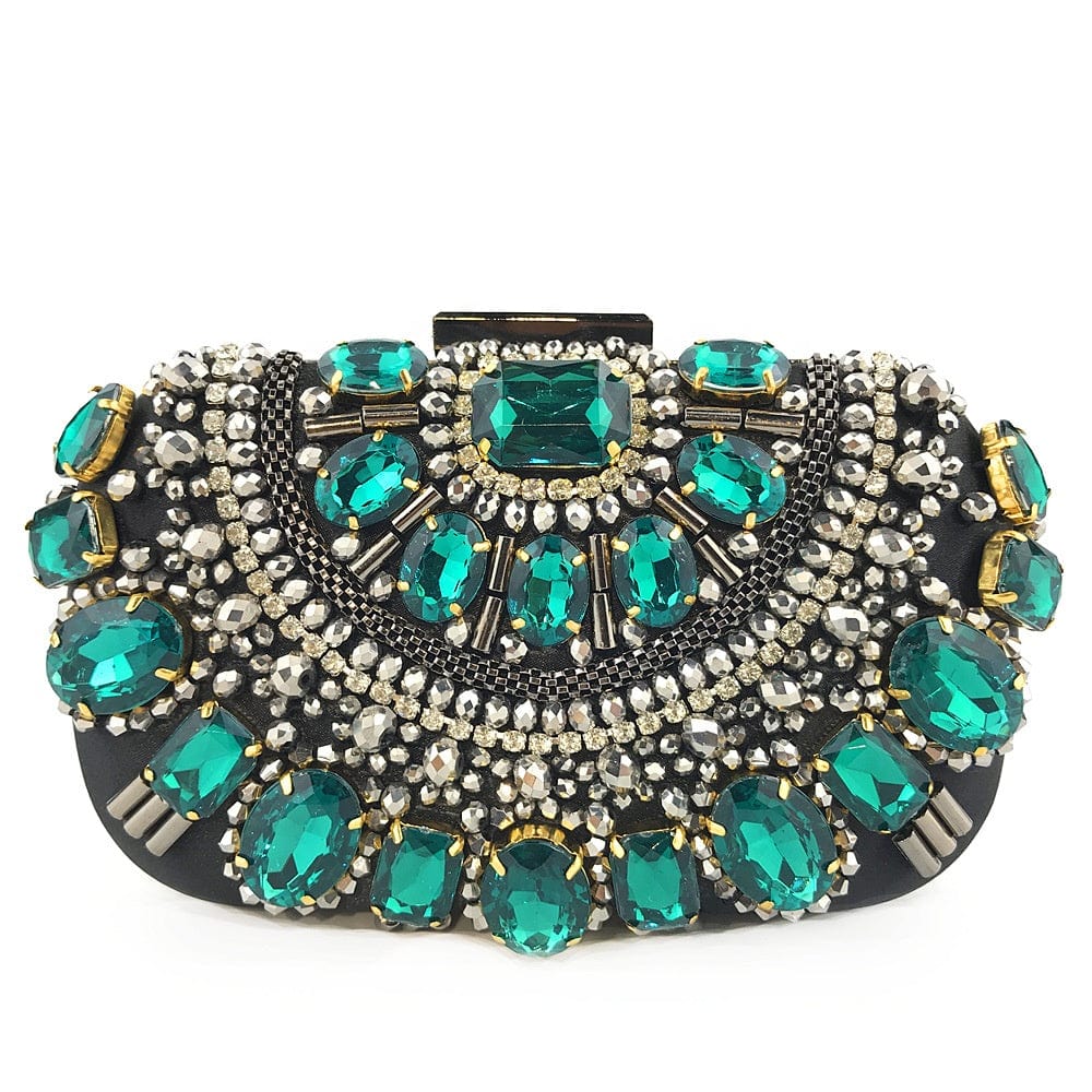 Wholesale Elegant Rhinestone Diamond Purses Handbag Green Female Ladies Crystal Clutch Bag Evening Bags For Women
