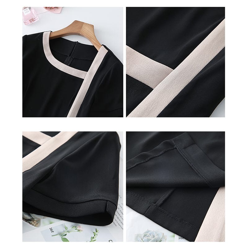 Wholesale Elegant Summer Women's Slim Office Work Party Dresses Fashion Patchwork Soft Lady Casual Short Sleeve Blazer Dress