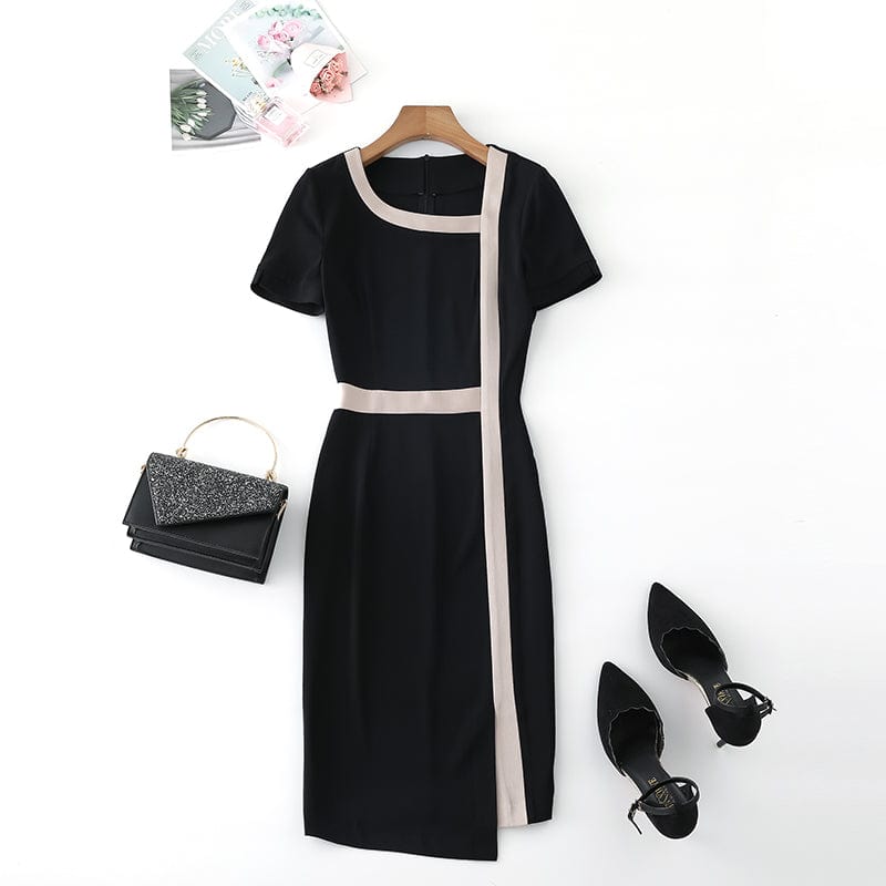 Wholesale Elegant Summer Women's Slim Office Work Party Dresses Fashion Patchwork Soft Lady Casual Short Sleeve Blazer Dress