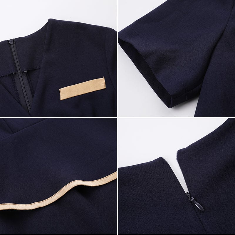 Wholesale Elegant Women's Slim Office Work Dresses Breathable Fashion Soft Lady Business Short Sleeve Formal Party Dress
