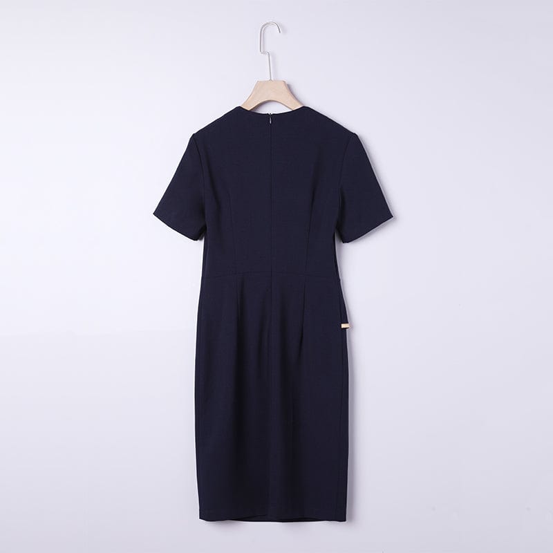 Wholesale Elegant Women's Slim Office Work Dresses Breathable Fashion Soft Lady Business Short Sleeve Formal Party Dress