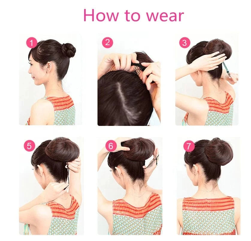 Wholesale Faux Fake Easy Drawstring Postisch Pour Synthetic Comb Clip on Hair Donut Buns Chignon for Hair Piece White Women