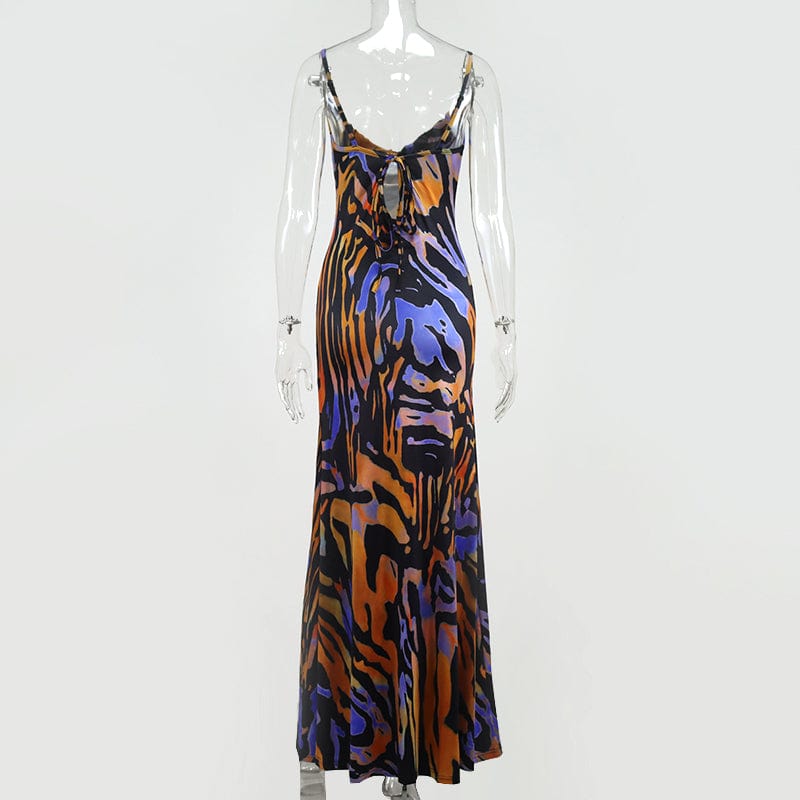 Wholesale Floral Strap Bandage Backless Plus Size Dress Long Ladies Dresses Fashion Dresses 2023 Women Vestidos