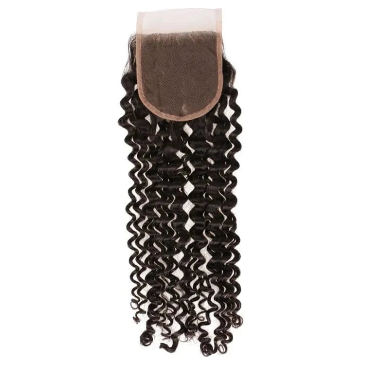 Wholesale Free Part 4 X 4 Lace Deep Curly Brazilian Hair Lace Frontal Closure in Human Hair Extension