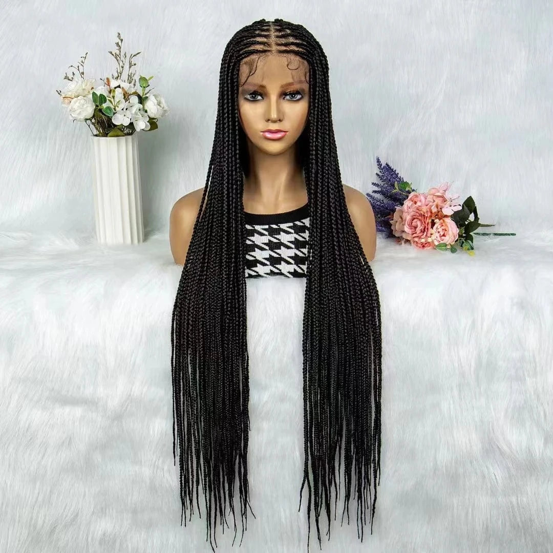 Wholesale Glueless Braid raw indian wigs Natural raw virgin lace front wigs human hair hd 360 full frontal lace braided