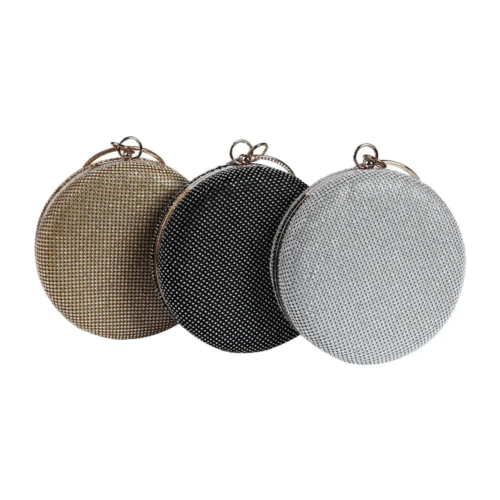 Wholesale Handmade Pretty crystal Evening Bag Round Shape Clutch With Round Metal Handle For Wedding Banquet Party