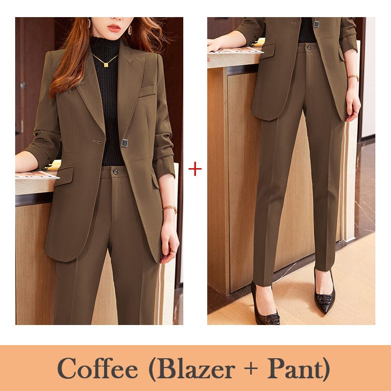 Wholesale High-quality 2 Piece Pant Suit Set Women Business Office Lady Work Wear Clothes Elegant Blazer Fashion Outfit Suits