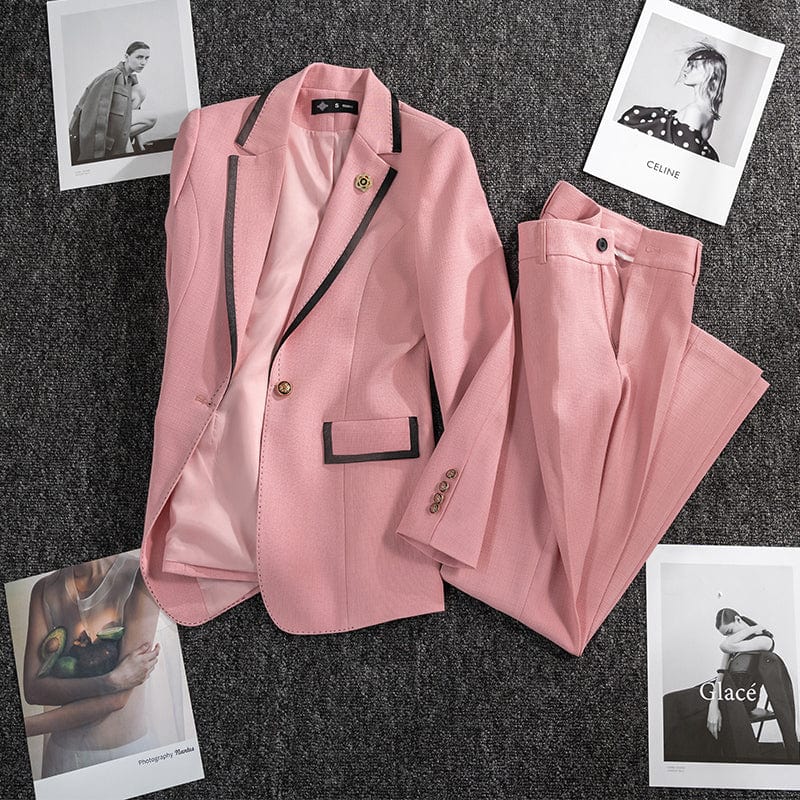 Wholesale High-quality 2 Piece Suit Set Slim Outfit Blazer Office Lady Fashion Women Business Work Pant Suits Jacket And Trouser