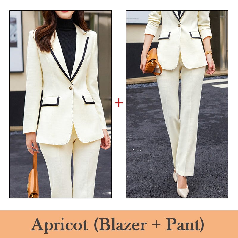 Wholesale High-quality 2 Piece Suit Set Slim Outfit Blazer Office Lady Fashion Women Business Work Pant Suits Jacket And Trouser