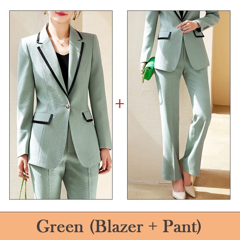 Wholesale High-quality 2 Piece Suit Set Slim Outfit Blazer Office Lady Fashion Women Business Work Pant Suits Jacket And Trouser