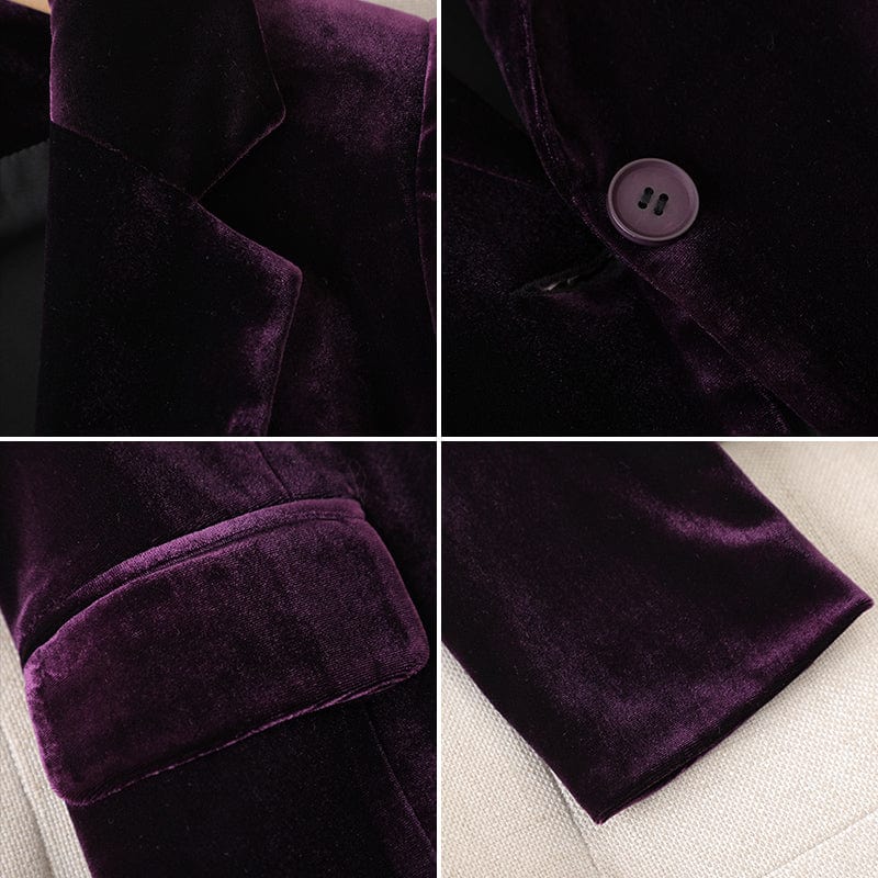 Wholesale High-quality Velvet Fabric Business Pant Suit 2 Piece Set for Women Thick Soft Fashion Jacket and Trouser Office Lady