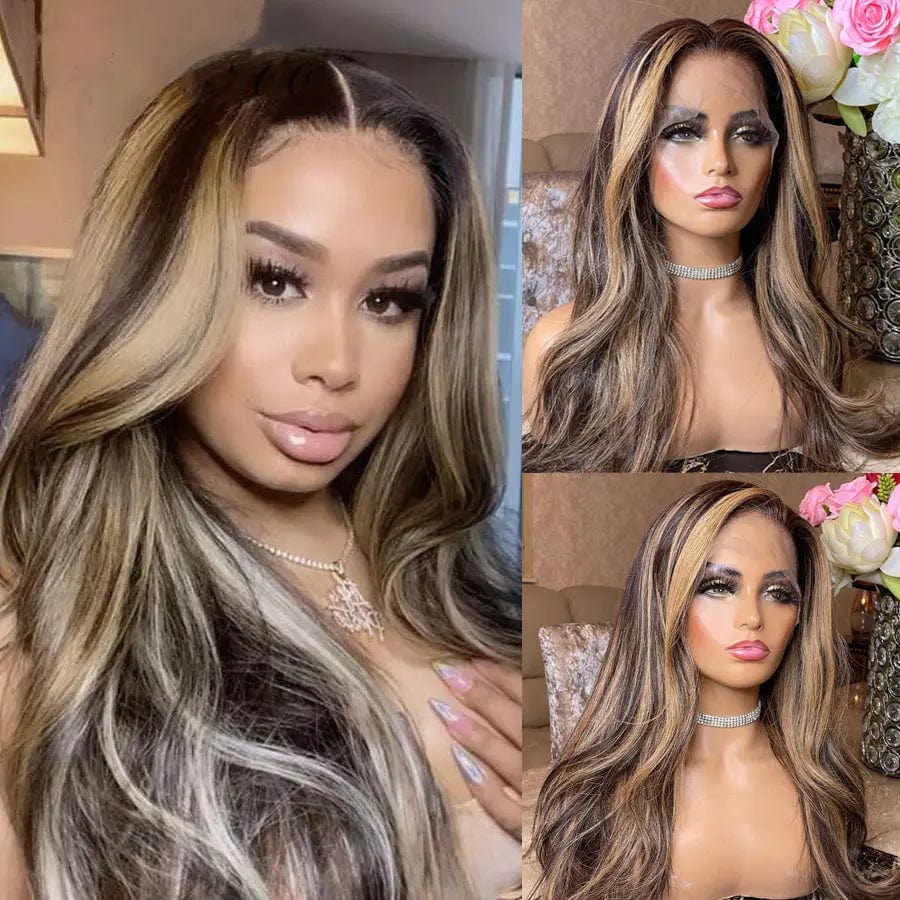 Wholesale Highlight Blonde Color Italien Wave European Human Hair 13*4 Lace Front Wigs for Black Women