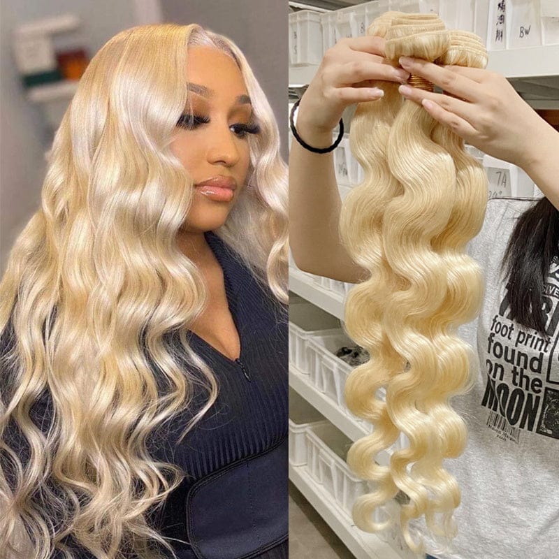 Wholesale Human Hair Bundles Free Shipping Russian Body Wave Loose 613 Blonde Bundles With Frontal Cuticle Aligned Virgin Hair