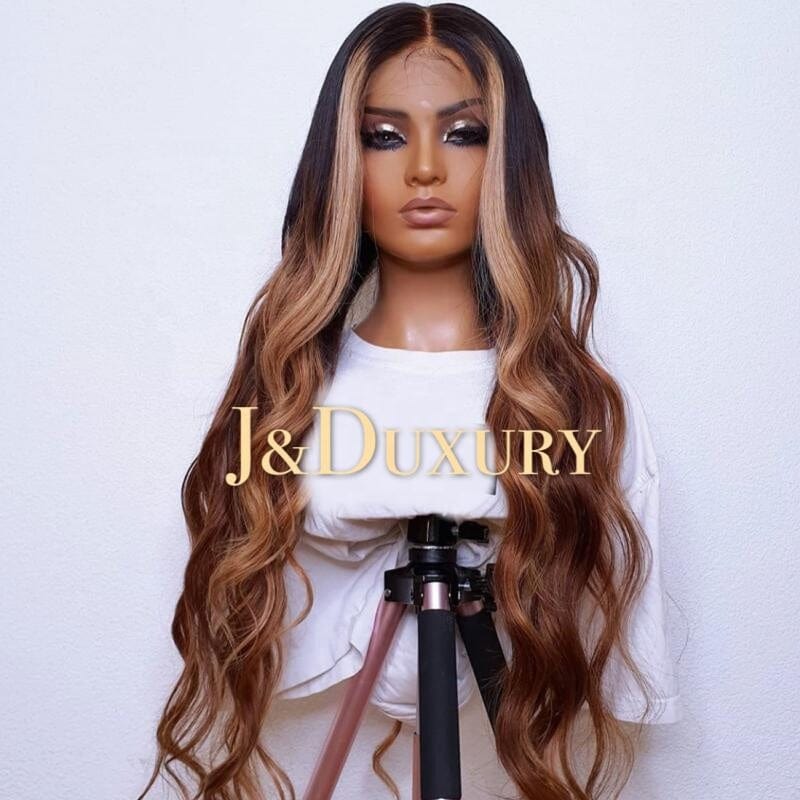 wholesale human hair ombre honey blonde colored glueless full hd lace wigs for black women hd 13x6 lace frontal wigs