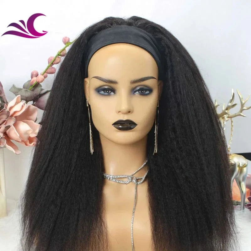 Wholesale Kinky Straight Mink Brazilian Cuticle Aligned Human Hair Glueless Headband Wig for Black Women